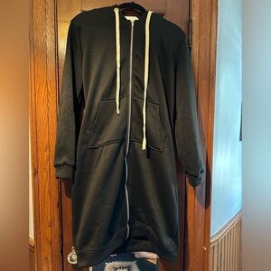 Long Black Zip Up Hoodie